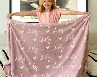 Personalized Name Blanket for Your Daughter, Customized Name Baby Blankets for Girls, Baby Name Blanket. Great Gift for Birthday, Christmas