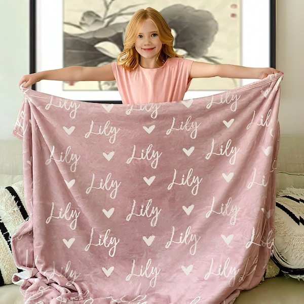 Personalized Name Blanket for Your Daughter, Customized Name Baby Blankets for Girls, Baby Name Blanket. Great Gift for Birthday, Christmas