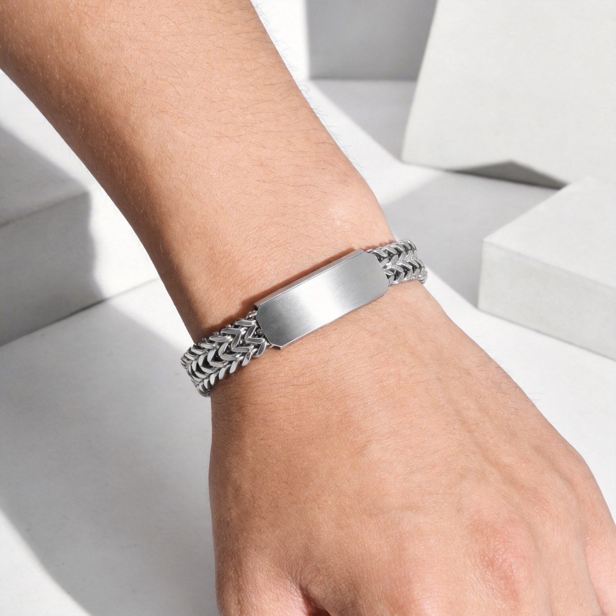 Stainless Steel ID Bracelet, Men's Hip Hop Jewelry, 12mm Wide
