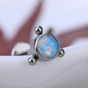 OPAL GEM STUD - Gemstone Accent Studs, Cartilage Earrings, Silver Stud, Tragus, Helix, Conch Stud, Minimalist Stud Earrings, Stud for Gift