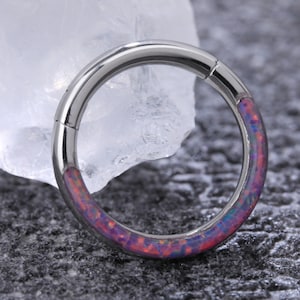 Nose Ring Hoop Nose Rings Studs Septum Ring Piercing Jewelry Clicker Earrings Hoop Helix Tragus Cartilage 16G 316L Surgical Pink Opal
