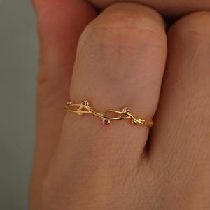 Branch Ring: Pink Stone 925 Sterling Silver Open Ring