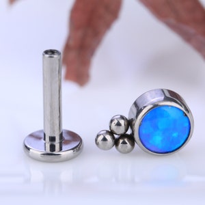OPAL TRICLUSTER STUD - Gemstone Accent Studs, Cartilage Earrings, Silver Stud, Tragus, Helix, Conch Stud, Minimalist Stud Earrings Gifts