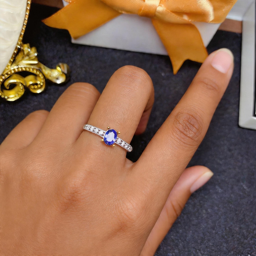 925 Sterling Silver Natural Tanzanite Ring, Gemstone Jewelry - Etsy
