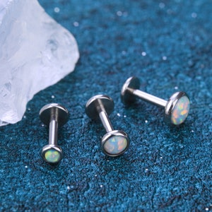 ROUND EARRINGS STUD - Opal Lip Stud, Cartilage Earrings, Silver Stud, Tragus, Helix, Conch Stud, Minimalist Stud Earrings, Ear Stud Gifts