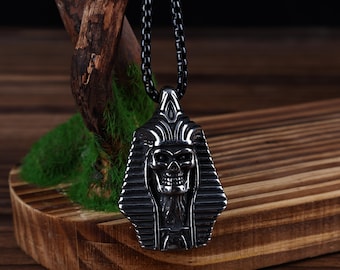 Vintage Egyptian Pharaoh Pendant Necklace - Silver Ancient Egypt Jewelry