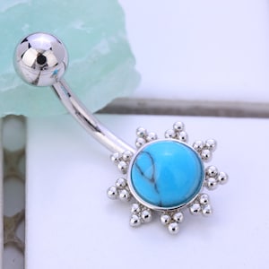 Lot De 8 Piercings De Nombril Fantaisie - Modèles Papillon, Lune, Cœur - Bijoux Corps Femme - Bleu