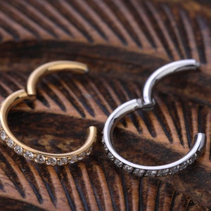 16g 316L Surgical Steel CZ Nose Ring Clicker, Silver Nose Ring Hoop, Hinged Hoop, Silver Nose Jewelry, Nose Hoop 1.2*6/8/10/12mm