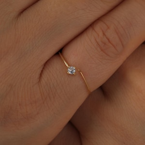 CZ Solitaire Open Ring: 925 Sterling Silver Minimalist Band