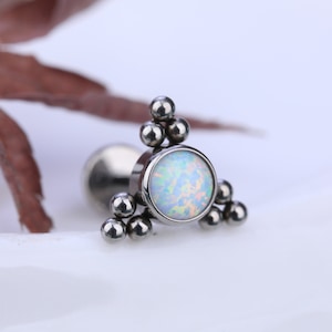 OPAL DAITH STUD - GemStone Accent Studs, Cartilage Earrings, Silver Earrings Stud, Tragus, Helix, Conch Stud, Minimalist Stud Earring, Gifts