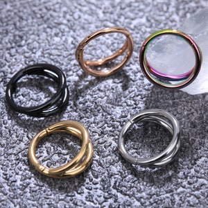 16G 18G Double Hoop Nose Ring, Daith Ring, Cartilage Hoop, Conch Earring, Tragus Jewelry, Helix Hoop, Cartilage Earring, Hoop Earrings