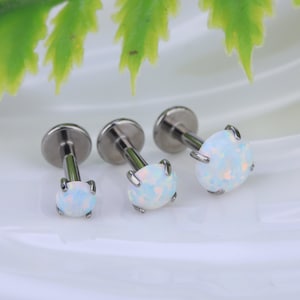FIRE OPAL STUD - GemStone Ear Studs, Cartilage Earrings, Silver Stud, Tragus, Helix, Conch Stud, Minimalist Stud Earrings