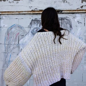 XXL wool and acrylic sweater, unique oversized sweater, My Big Dream sweater, oversized ethical sweater, Etok Porject sweater, eco-designed cream sweater image 5