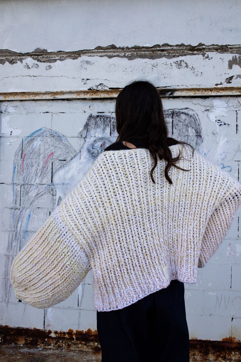 XXL wool and acrylic sweater, unique oversized sweater, My Big Dream sweater, oversized ethical sweater, Etok Porject sweater, eco-designed cream sweater image 5