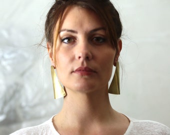 Designer brass earrings, upcycled earrings, ethical jewelry, Etok Project jewelry, designer earrings, BRASS EARRINGS II