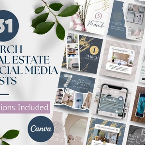 March Real Estate Agent Social Media Posts with Captions | Real Estate Instagram Post | Realtor Post | Real Estate Marketing Template |