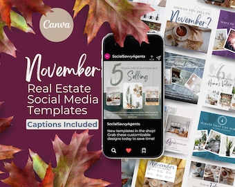 November Real Estate Agent Social Media Posts with Captions | Real Estate Instagram Post | Realtor Post | Real Estate Marketing Template |