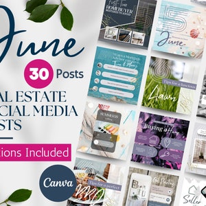 June Real Estate Agent Social Media Posts with Captions | Real Estate Instagram Post | Realtor Post | Real Estate Marketing Template |