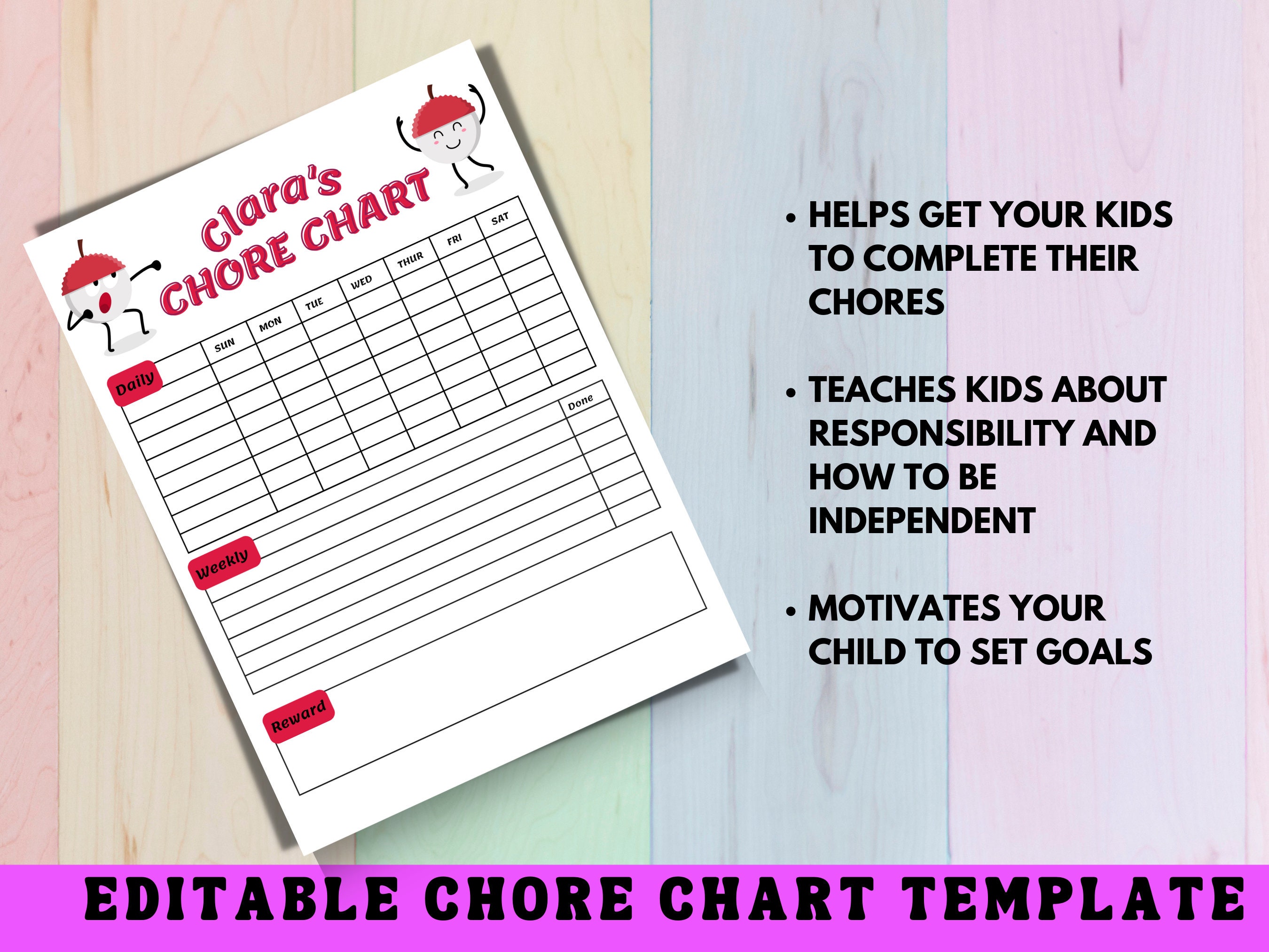 Printable Kids Chore Chart Chore Chart for Kids Family Chore - Etsy.de