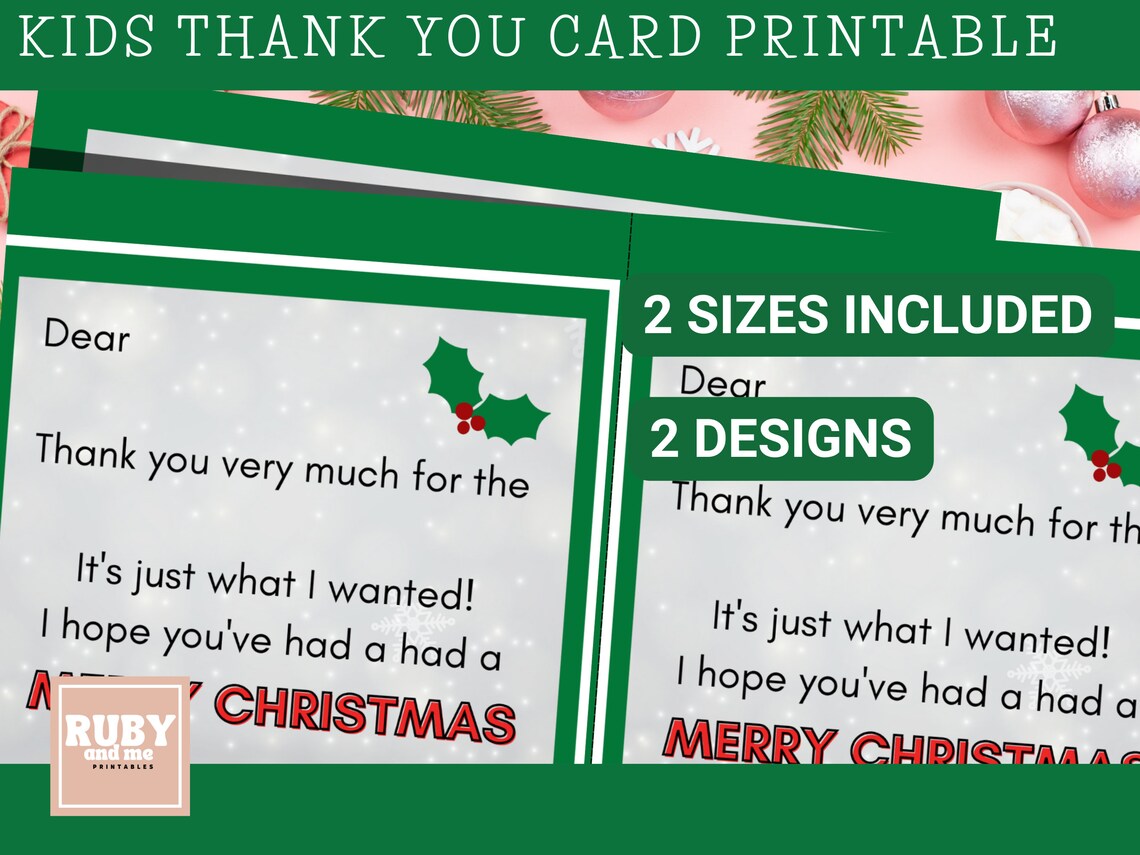 Printable Thank You Notes, Christmas Thank You Notes, Fill in the Blank ...