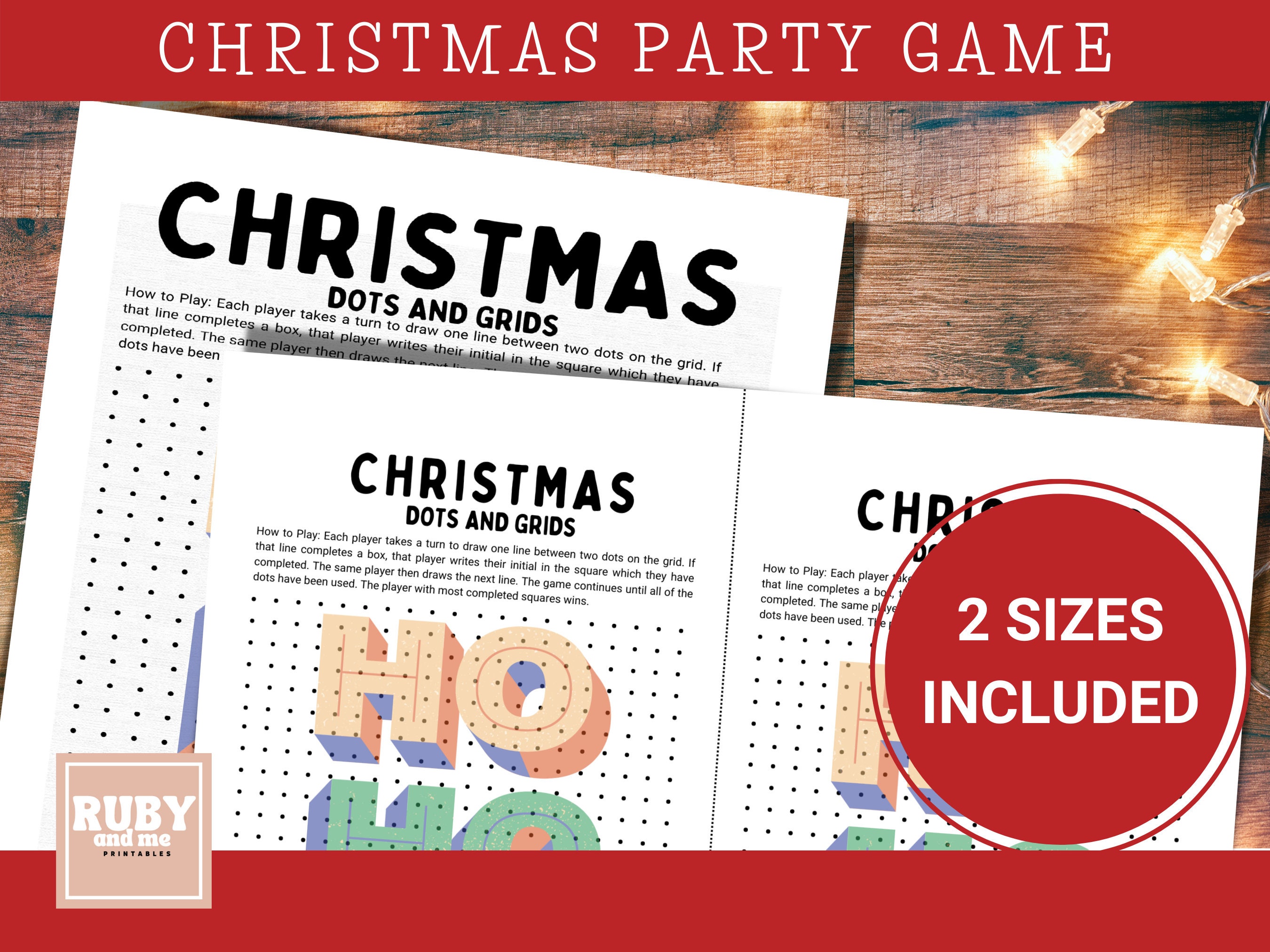 Dots and Boxes Printable Game, Printable Christmas Game, Dot Grid ...