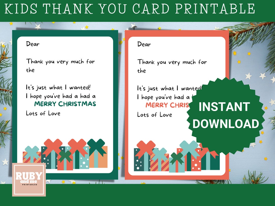 Printable Thank You Notes Christmas Thank You Notes Fill in Etsy