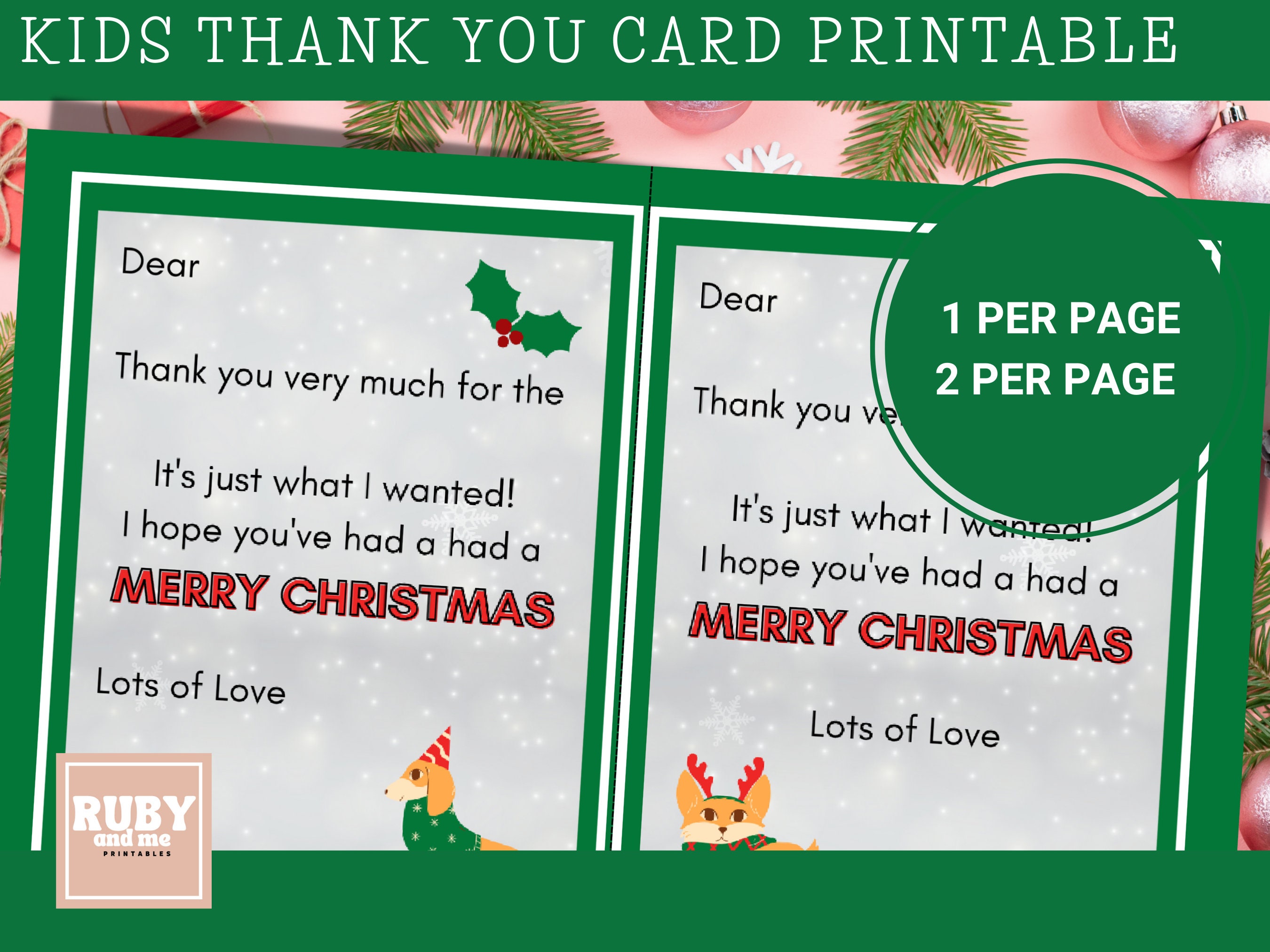 Printable Thank You Notes, Christmas Thank You Notes, Fill in the Blank ...
