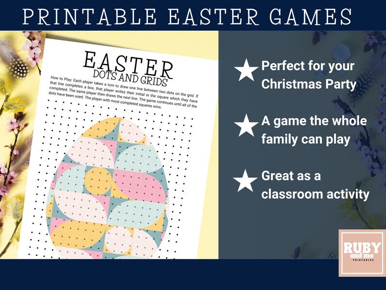 Dots and Boxes Printable Game Printable Easter Game Dot Grid Etsy UK