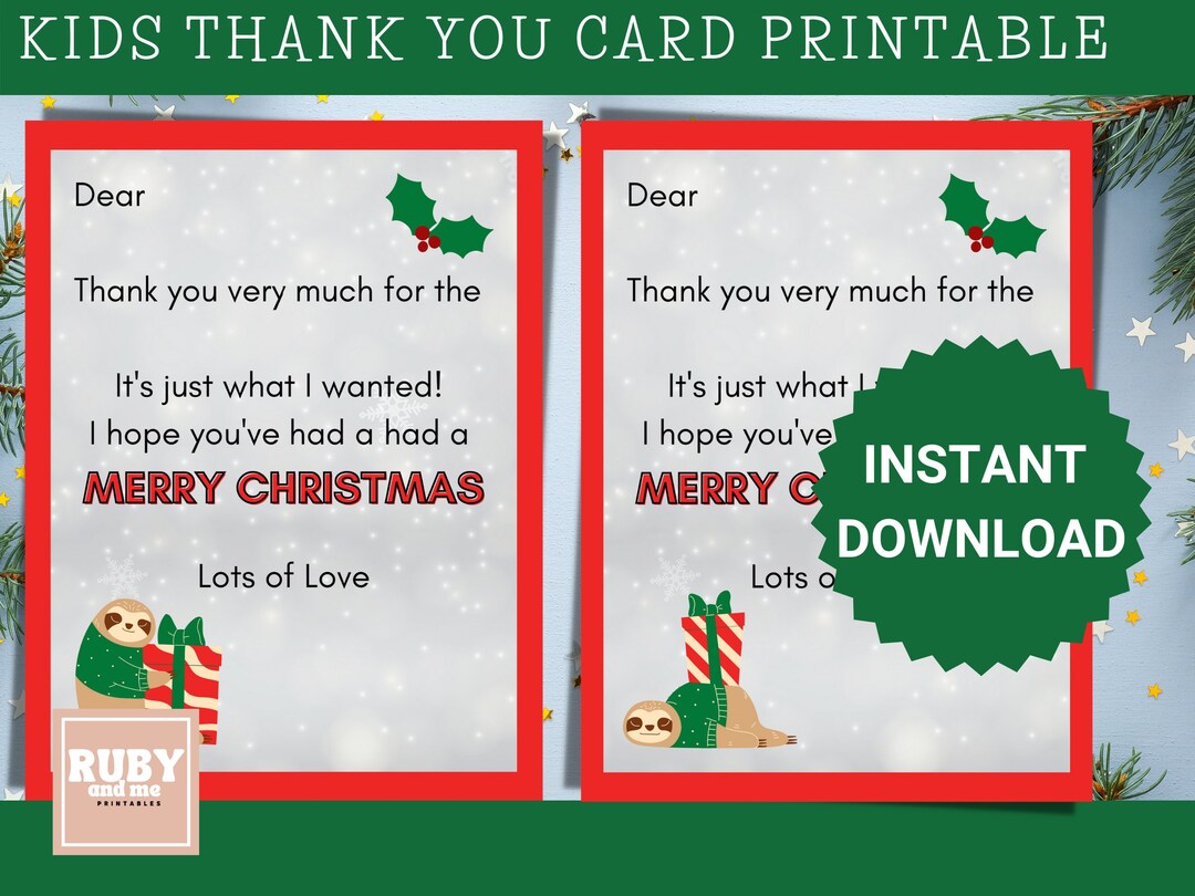 Printable Thank You Notes Christmas Thank You Notes Fill in Etsy