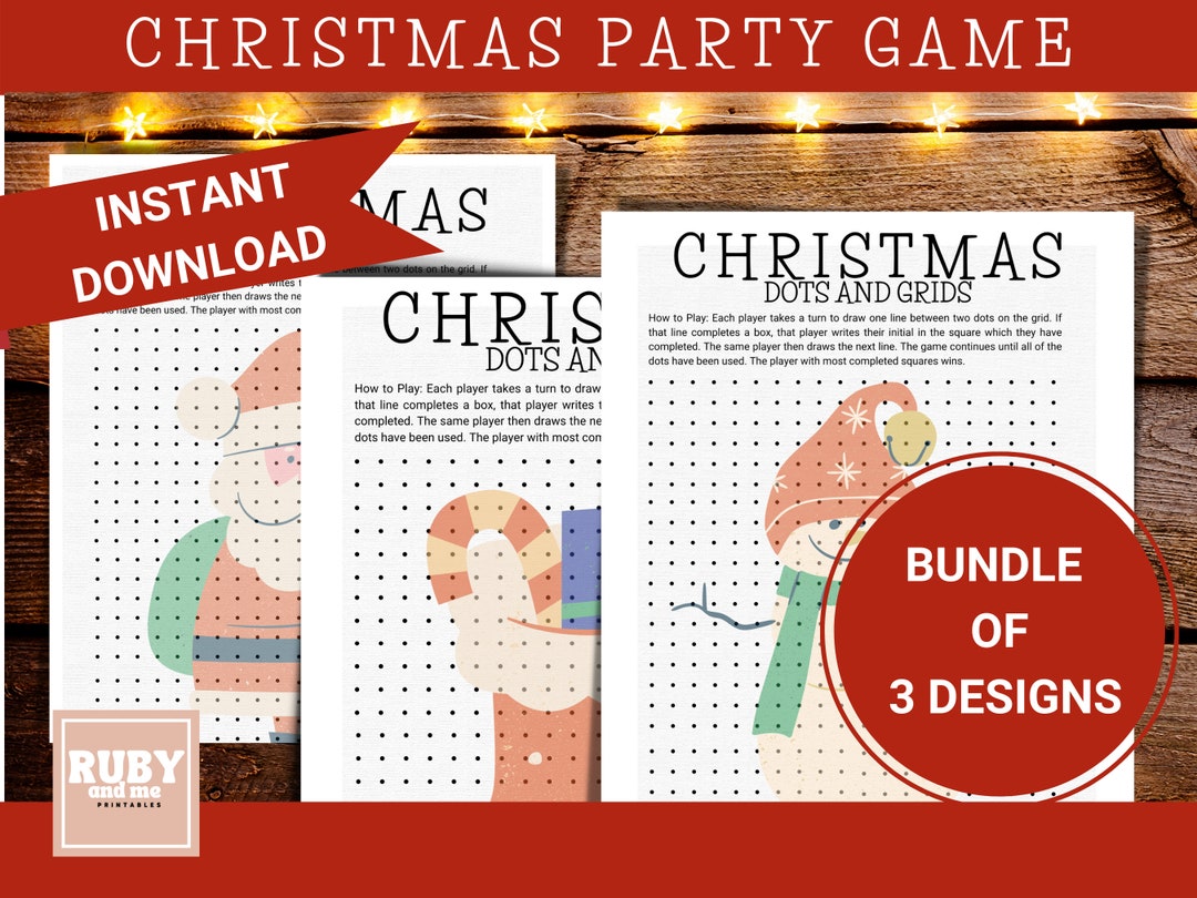 Dots And Boxes Printable Game Printable Christmas Game Dot Etsy