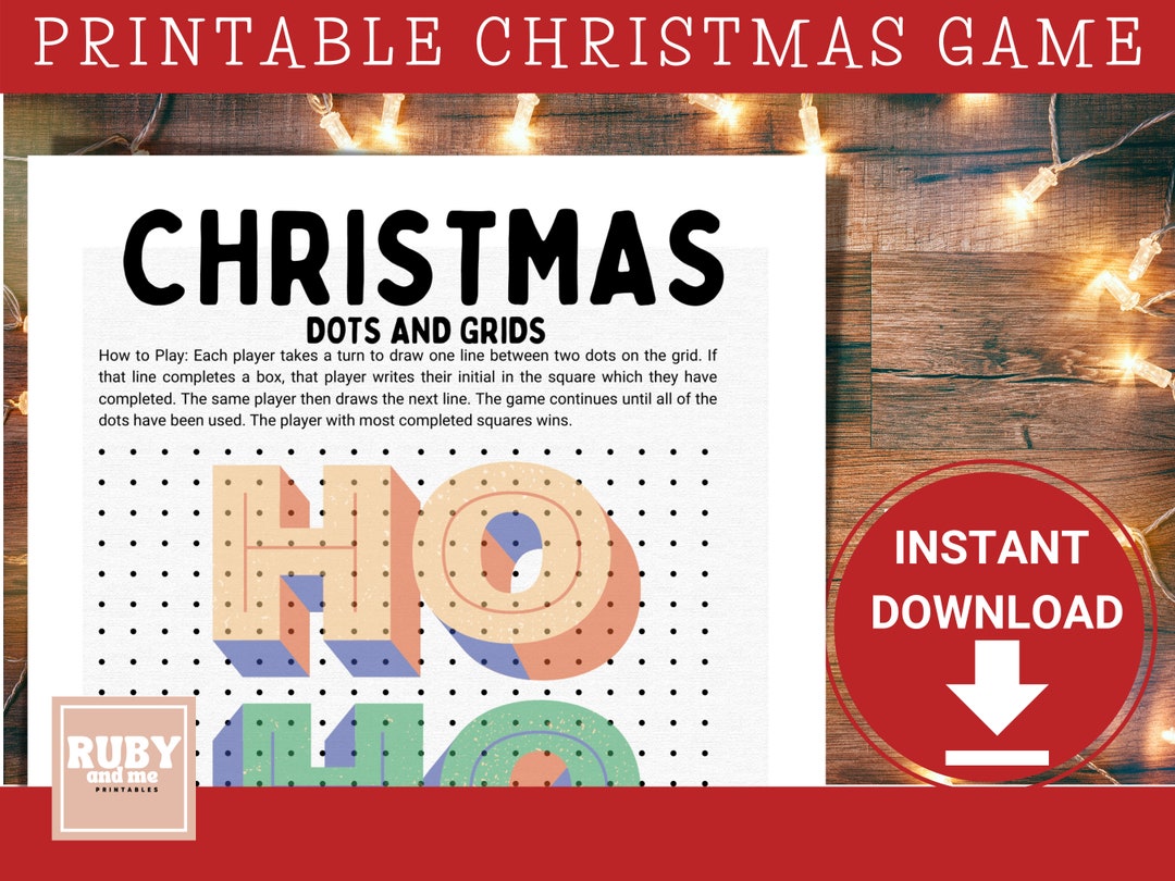 Dots And Boxes Printable Game Printable Christmas Game Dot Grid