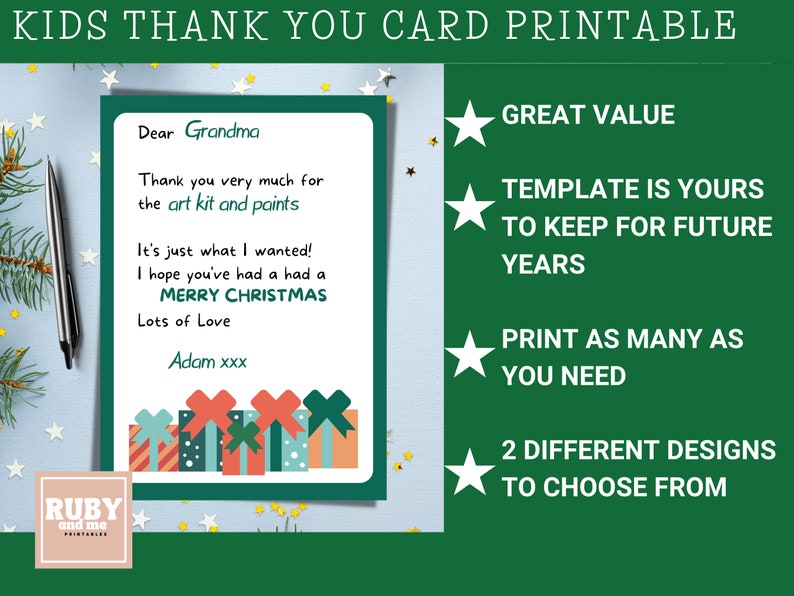 Printable Thank You Notes Christmas Thank You Notes Fill in - Etsy