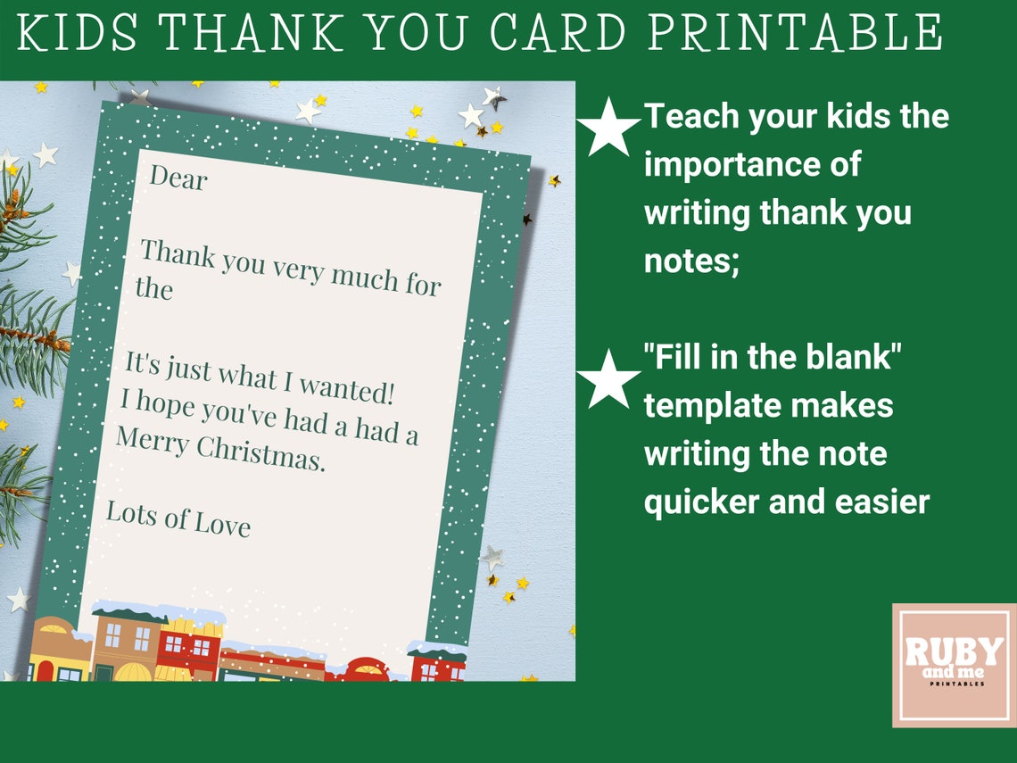 Printable Thank You Notes Christmas Thank You Notes Fill in Etsy UK