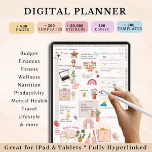 Digital Planner 2025 Digital iPad Planner, Hyperlinked Planner with Tabs, Mom Planner, Student Planner, Boho Planner, 2025 Planner Daily