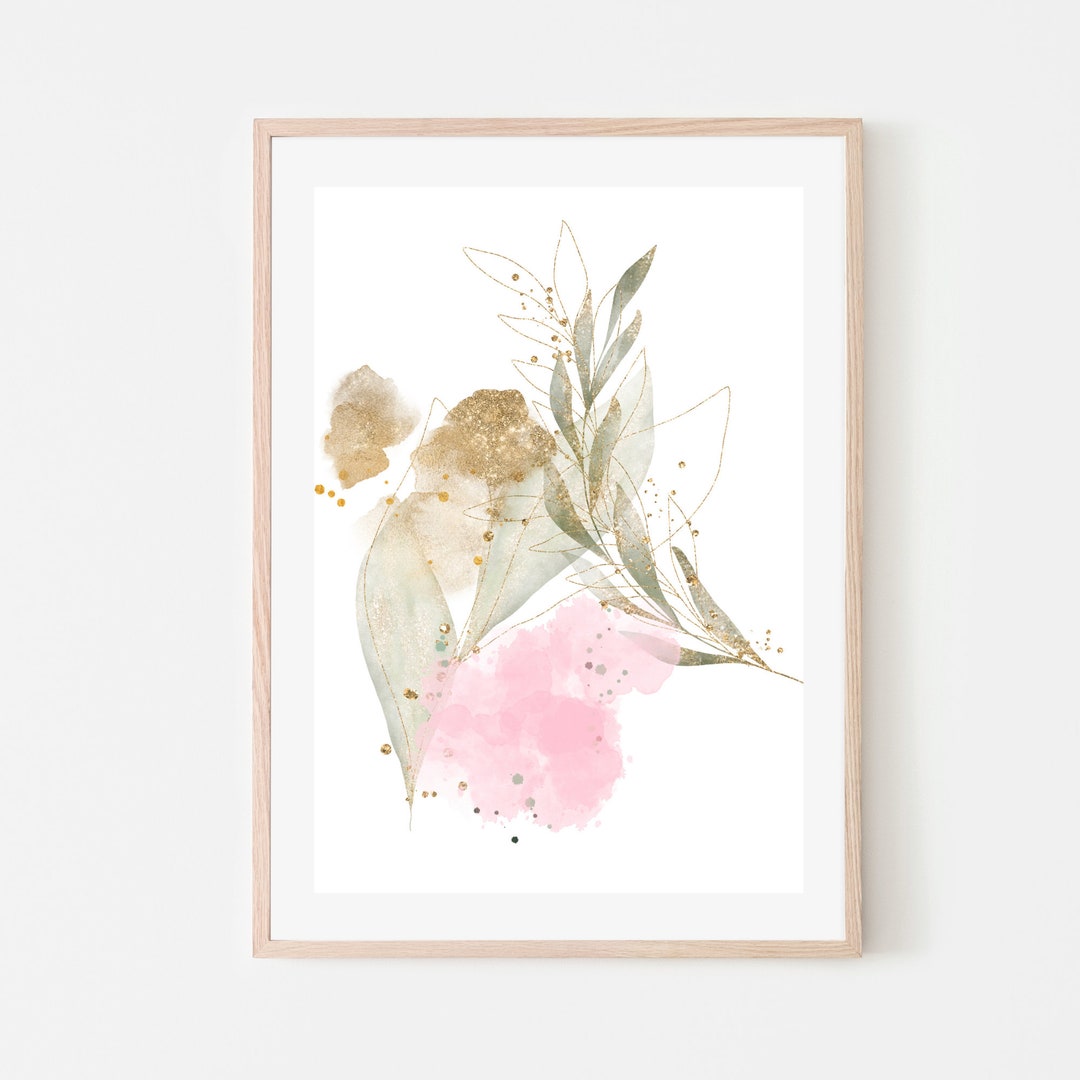 Pink Gold Abstract Painting, Printable Wall Art, Minimalist Wall Art ...