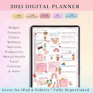 All-in-One Digital Planner 2025 Digital Planner, Goodnotes Planner, iPad Planner Portrait, Weekly Daily Templates Goals Calendar & Reminders