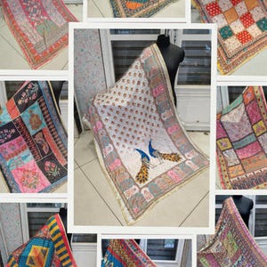 Dupatta Phulkari brodé main, Chunni miroir et mousseline nacrée