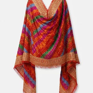 Phulkari Dupatta broderad indisk bröllopssjal Punjabi Flerfärgad Chunni BOHO Wrap (10 mönster)