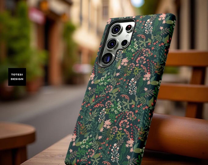 Phone Case, Green Nature Botanical Garden Cottagecore Flowers, Birthday Gift Her, Tough Phone Cover, iPhone Samsung Galaxy Case