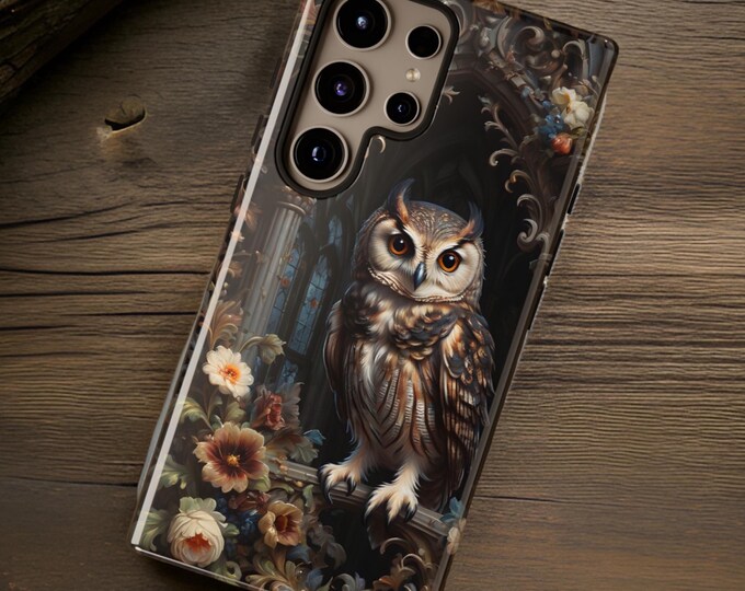 Phone Case, Gothic Owl Rococo Floral Design, iPhone Samsung Galaxy Gift, Tough Cases Alternative Names: Owl Phone Cover, Floral Phone