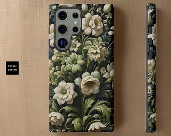 Green Vintage Botanical William Morris Style Nature  Samsung S24  S23 S22 S21 Plus Ultra case cover iPhone 16 15 14 13 Pro Max Plus