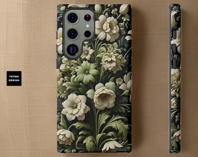 Green Vintage Botanical William Morris Style Nature  Samsung S24  S23 S22 S21 Plus Ultra case cover iPhone 16 15 14 13 Pro Max Plus