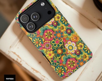 Retro Floral Pattern Galaxy S23 S24 S25 Phone Case | 60s Flower Power iPhone Cover