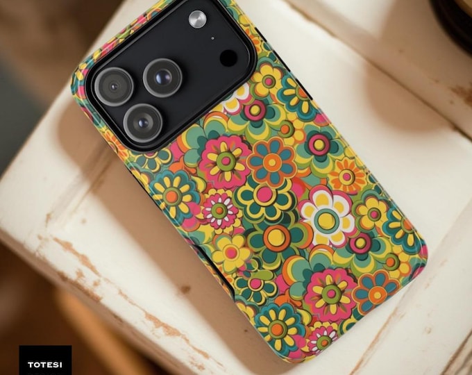 Retro Floral Pattern Galaxy S23 S24 S25 Phone Case | 60s Flower Power iPhone Cover