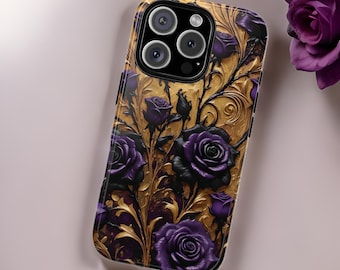Gothic Rose Phone Case: Impact Resistant Floral Cover