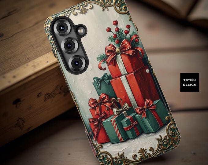 Vintage Christmas Phone Case: Impact Resistant Protective Cover