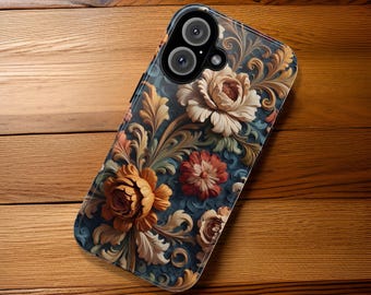Phone case women Ornamental Vintage Floral iPhone 16 15 14 13 12 Pro Max Plus tough case| S24 S23 S22 l Plus Ultra | Gift birthday Her