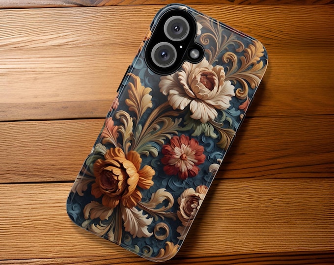 Phone case women Ornamental Vintage Floral iPhone 16 15 14 13 12 Pro Max Plus tough case| S24 S23 S22 l Plus Ultra | Gift birthday Her