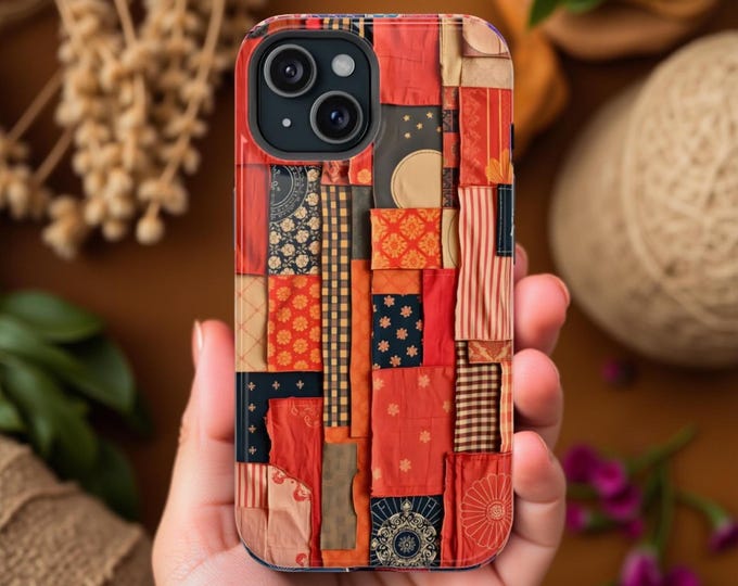 Orange Retro Vintage Tile MagSafe iPhone Case | Magnetic Impact-Resistant