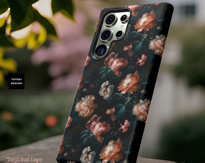 Dark Gothic Floral Blooms Samsung Galaxy Tough Case S23 S22 S21 Plus Ultra |Glossy or Matte